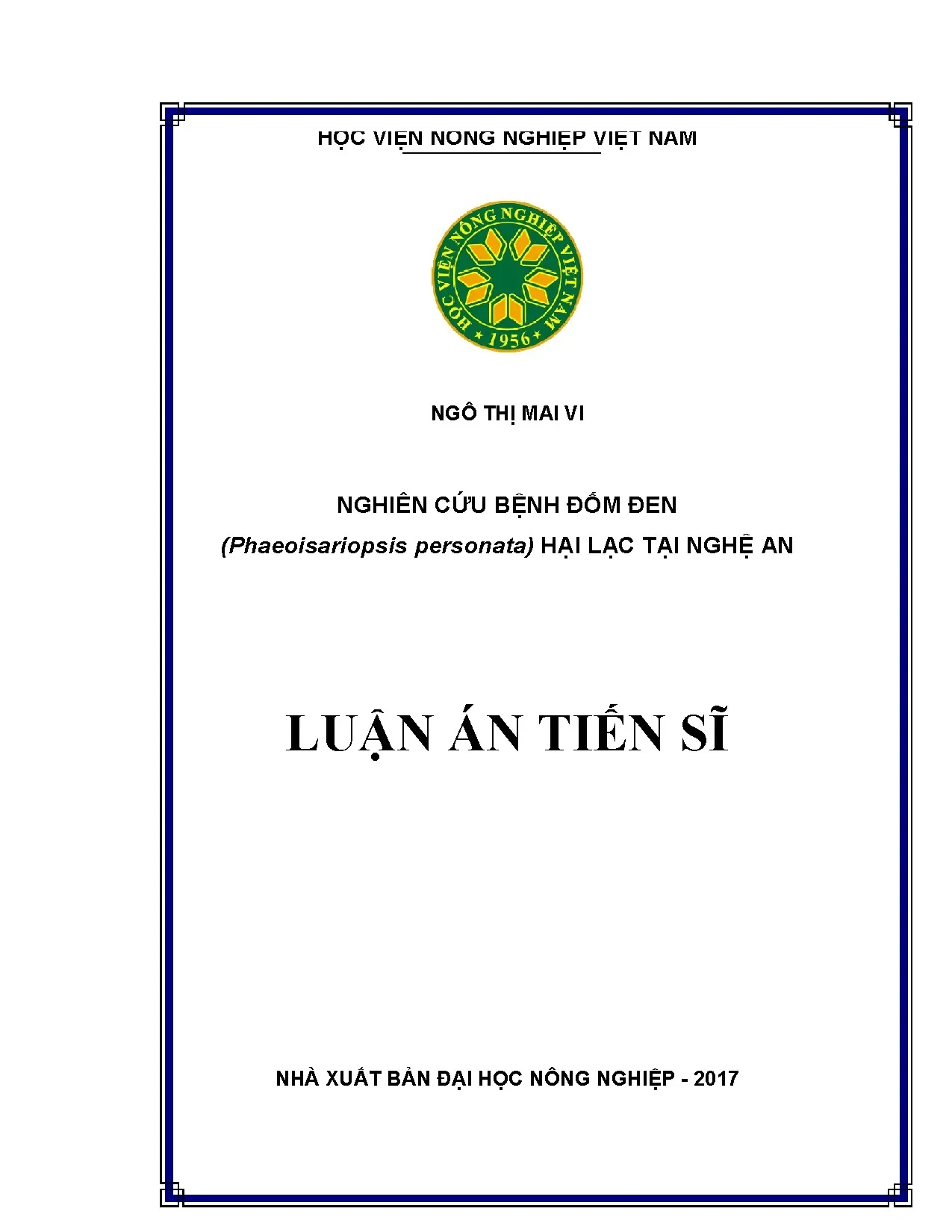 Luận án nghiên cứu bệnh đốm đen hại lạc tại Nghệ An