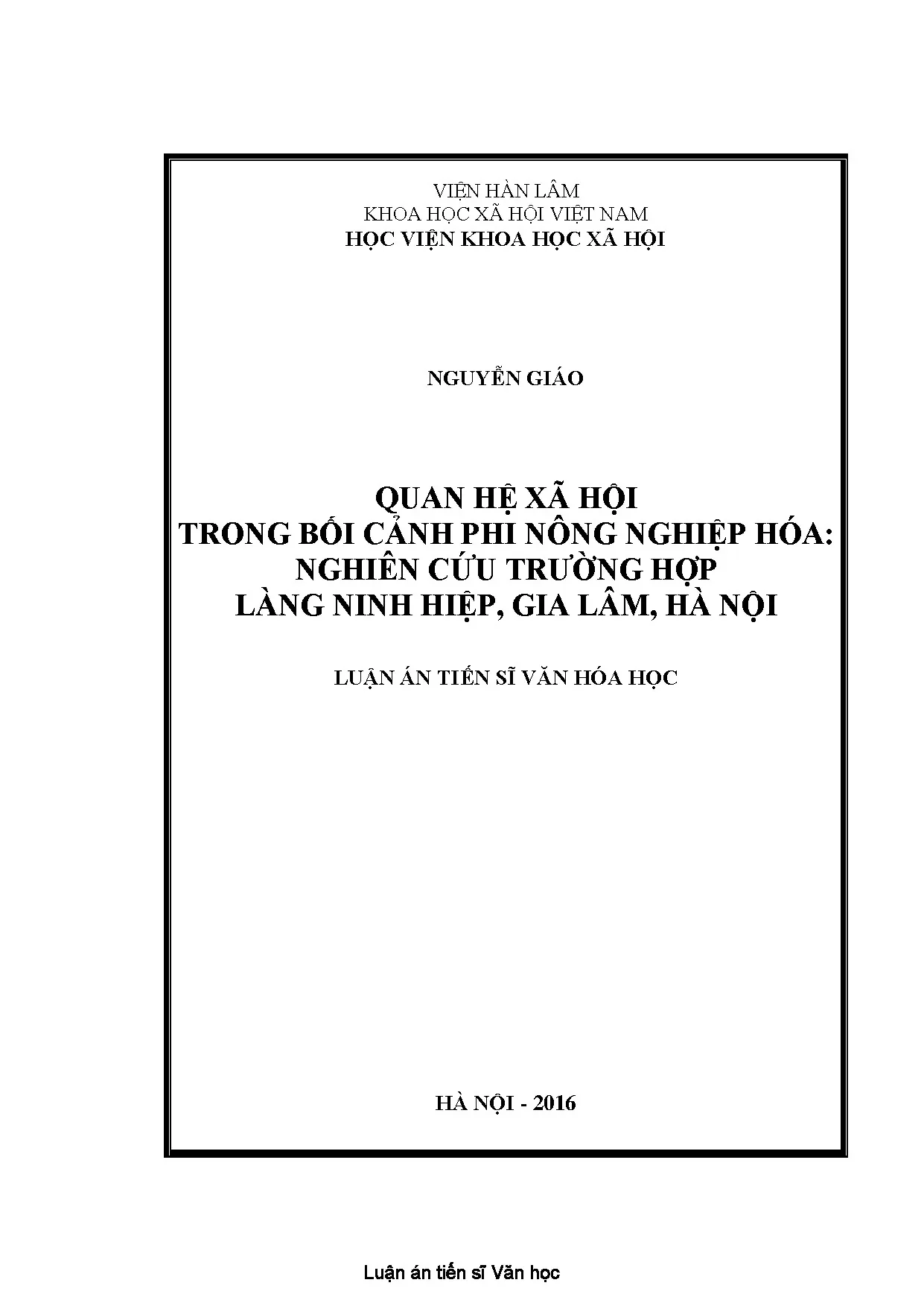 Quan hệ xã hội ở làng Ninh Hiệp, Gia Lâm, Hà Nội
