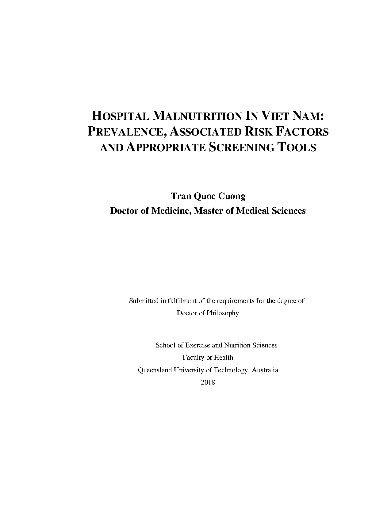Hospital Malnutrition in Vietnam: Prevalence & Risk Factors