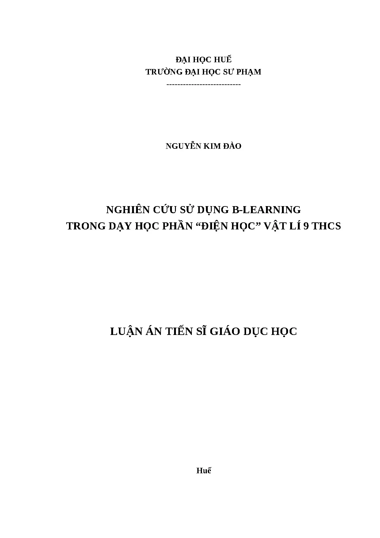 Luận án tiến sĩ nghiên cứu sử dụng blearning trong dạy học p