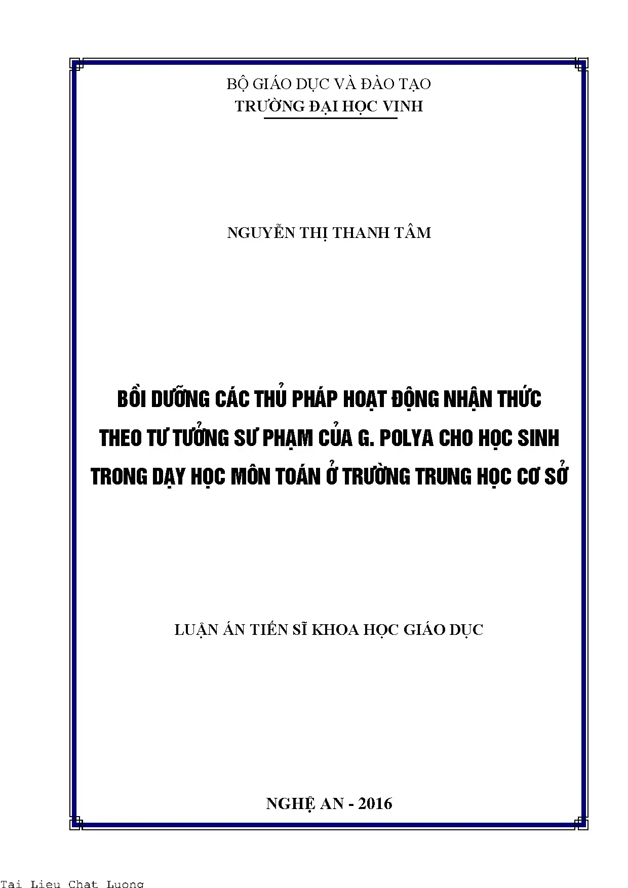 Bồi dưỡng thủ pháp hoạt động nhận thức toán học cho học sinh THCS
