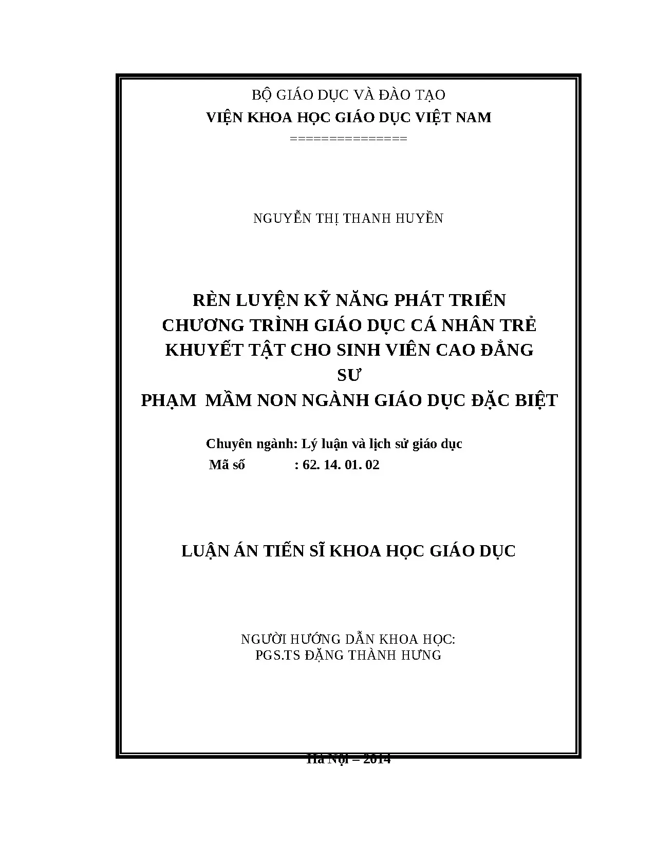 Luận án rèn luyện kỹ năng phát triển chương trình giáo dục c