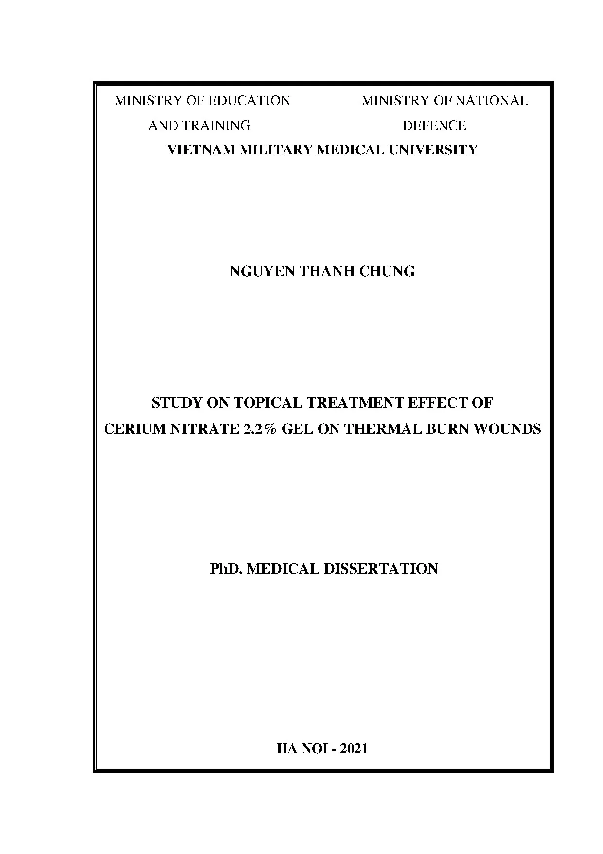 Research on the topical treatment effect of cerium nitrate 2.2% gel on thermal burn wounds