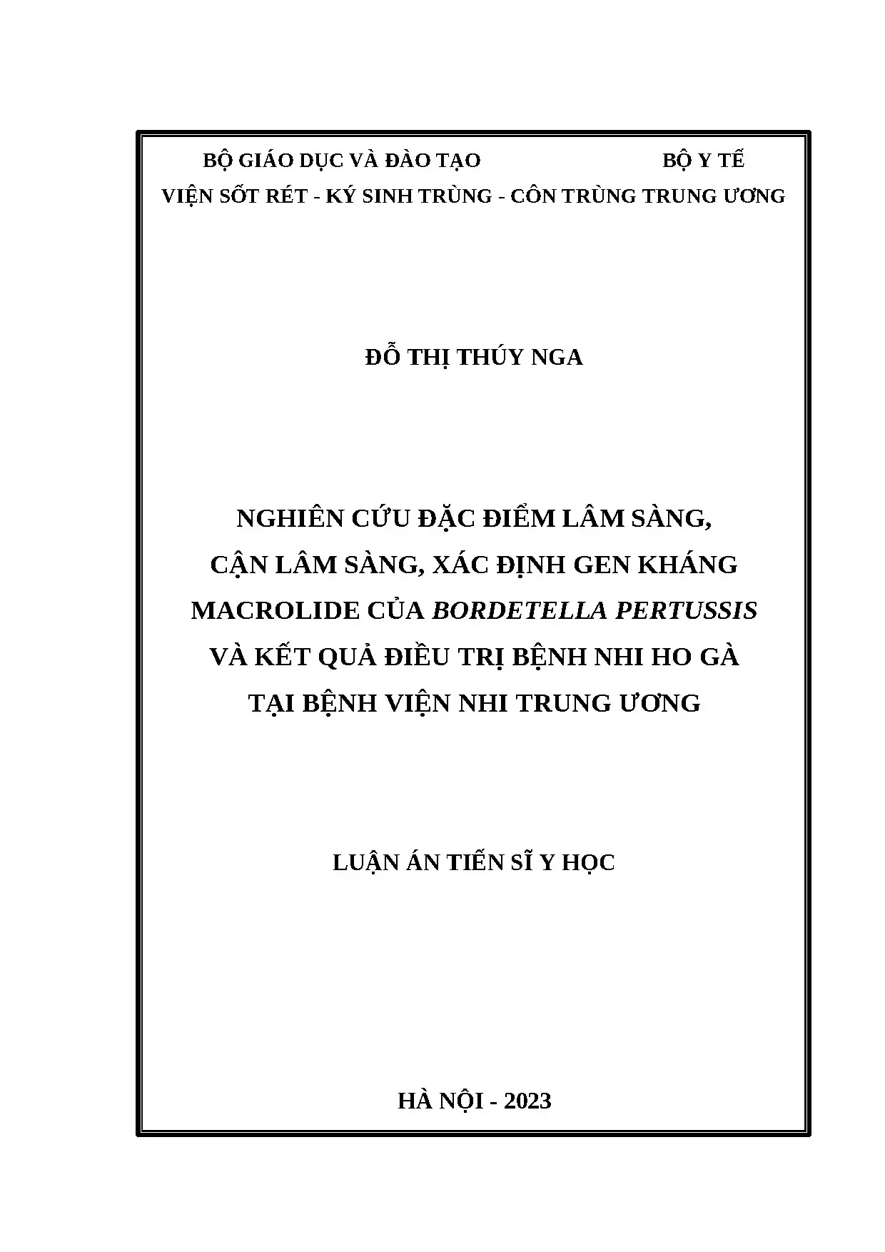 Gen kháng macrolide Bordetella pertussis & ho gà nhi