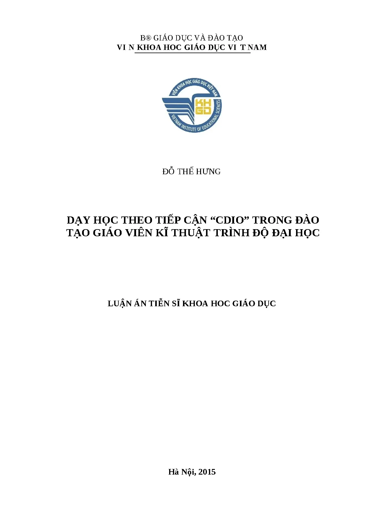 Luận án dạy học theo tiếp cận cdio trong đào tạo giáo viên k
