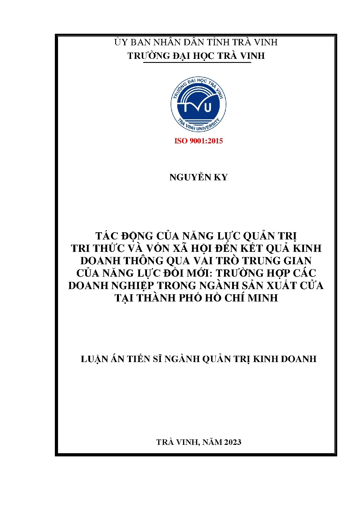 Quản trị tri thức, vốn xã hội đến kết quả kinh doanh