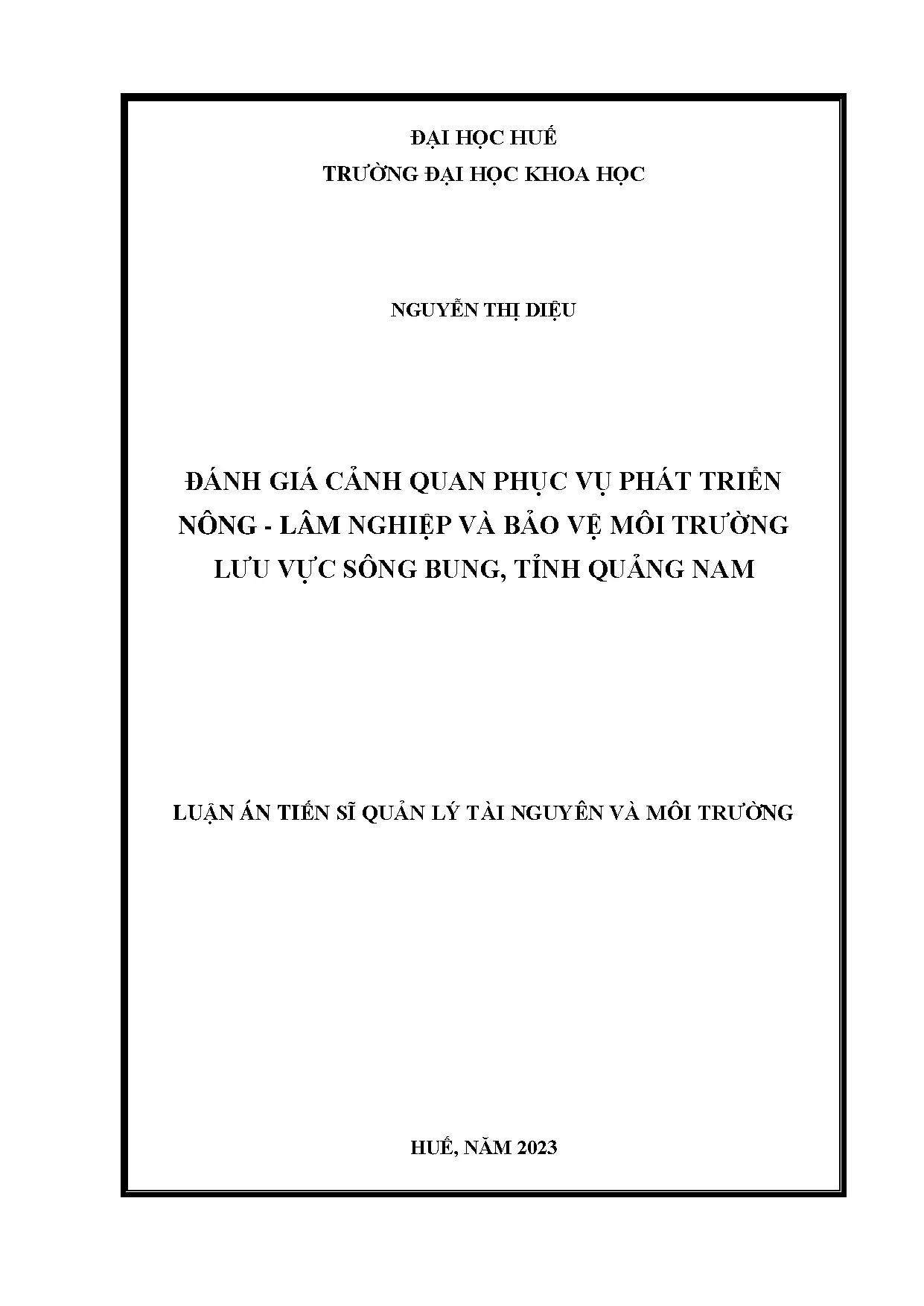 Luận án đánh giá cảnh quan phục vụ phát triển nông lâm nghiệ