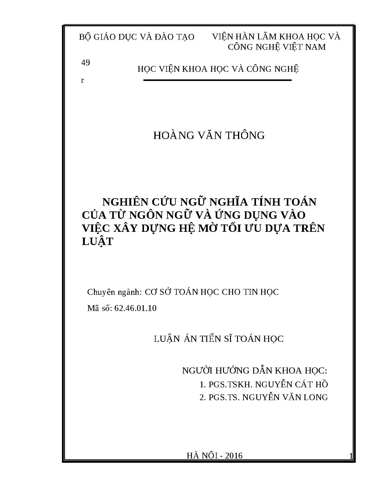 Luận án nghiên cứu ngữ nghĩa tính toán của từ ngôn ngữ và ứn