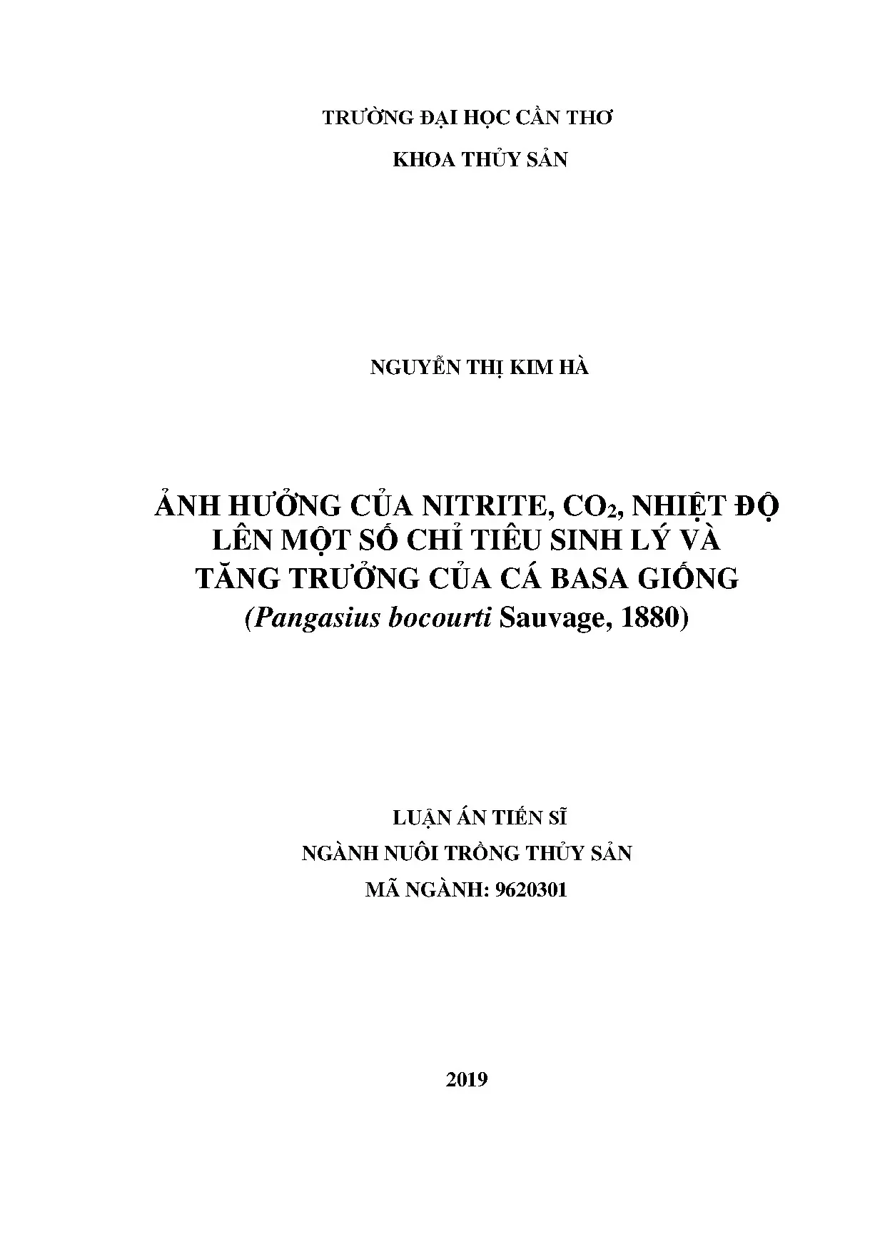 Ảnh hưởng của nitrite co2 và nhiệt độ lên một số chỉ tiêu si