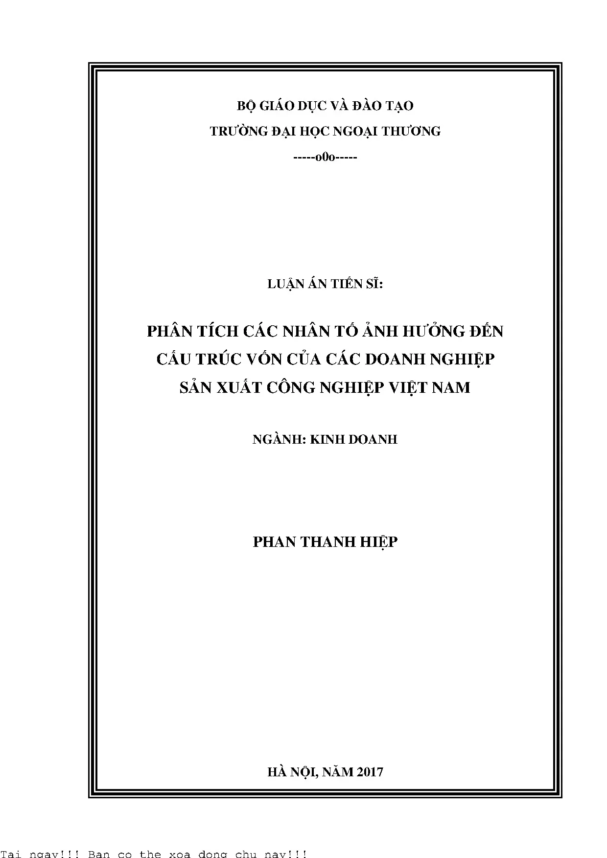 Phân tích các nhân tố ảnh hưởng đến cấu trúc vốn của các doa
