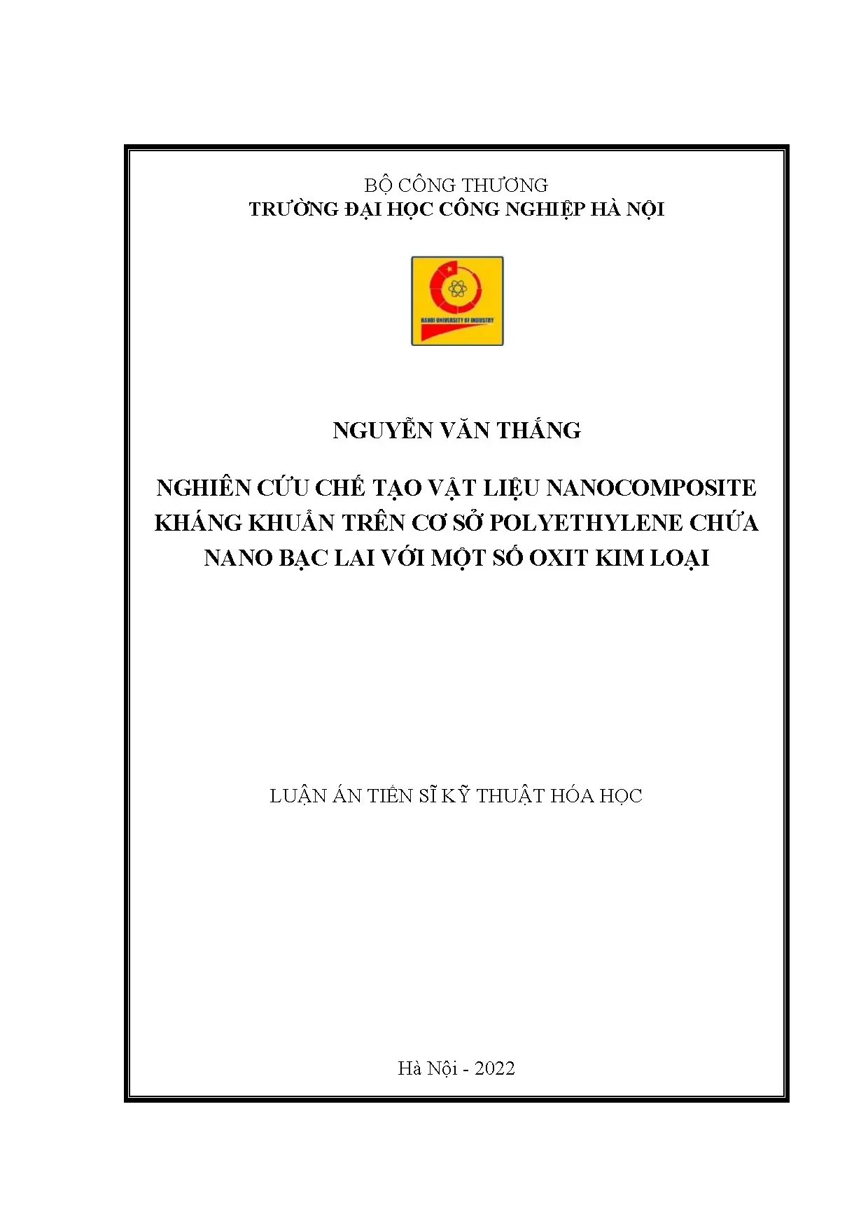 Nghiên cứu chế tạo vật liệu nanocomposite kháng khuẩn từ polyethylene