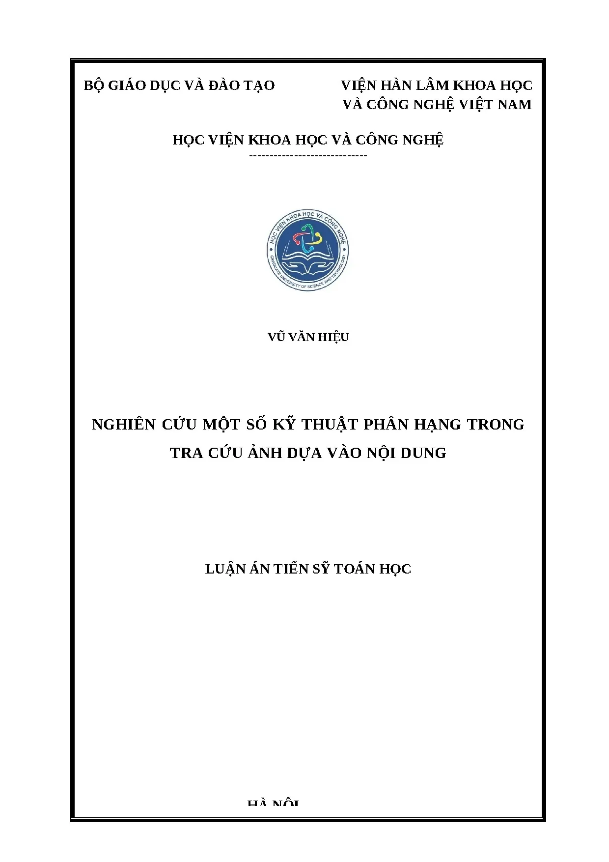 Luận án nghiên cứu một số kỹ thuật phân hạng trong tra cứu ả