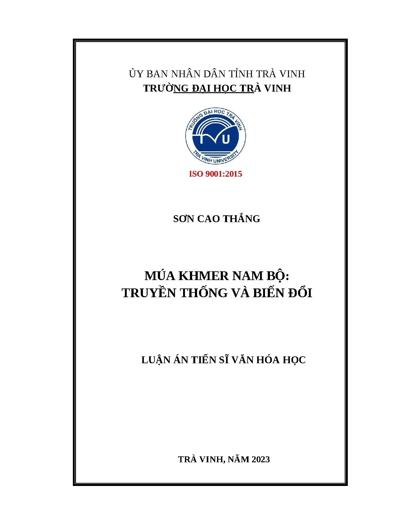 Múa Khmer Nam Bộ: Truyền Thống và Biến Đổi - Luận Án