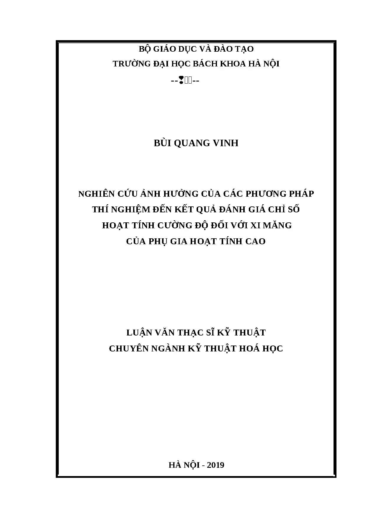 Nghiên cứu chỉ số hoạt tính cường độ phụ gia xi măng