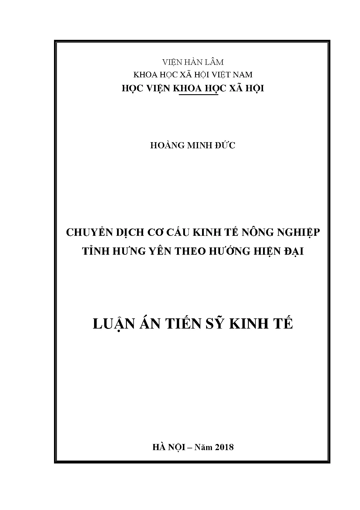 Chuyển dịch cơ cấu kinh tế nông nghiệp tỉnh hưn