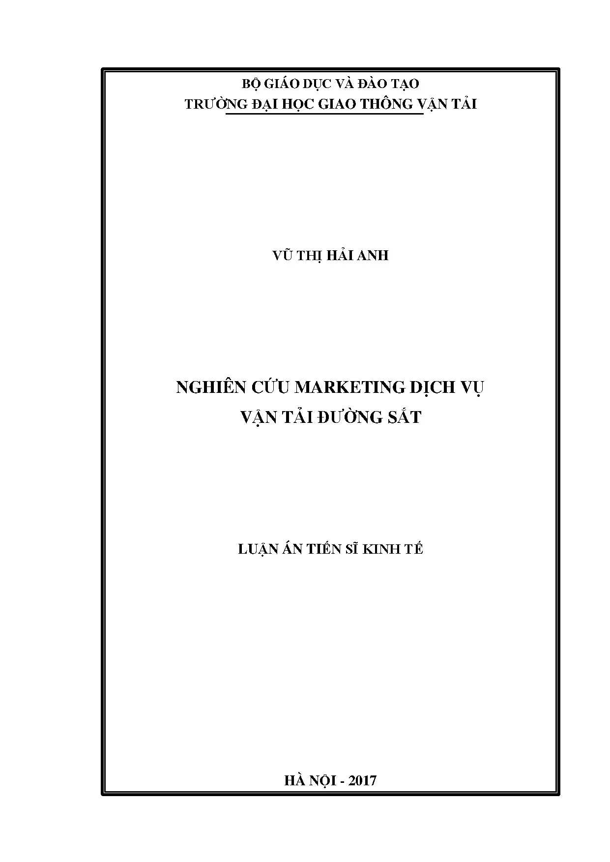 Nghiên cứu Marketing Dịch vụ Vận tải Đường sắt