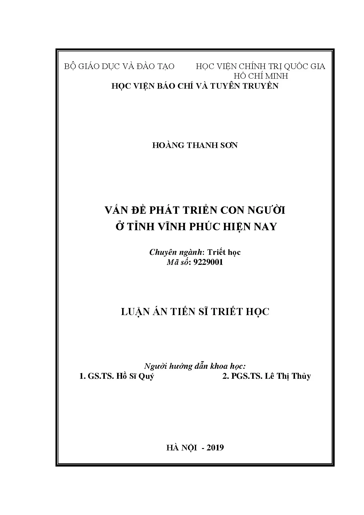 Luận án tiến sĩ triết học vấn đề phát triển con người ở tỉnh