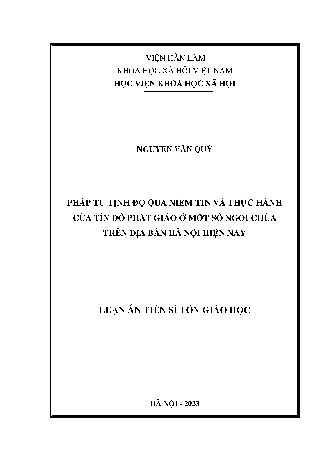 Pháp tu Tịnh Độ qua niềm tin và thực hành của tín đồ Phật giáo ở Hà Nội hiện nay