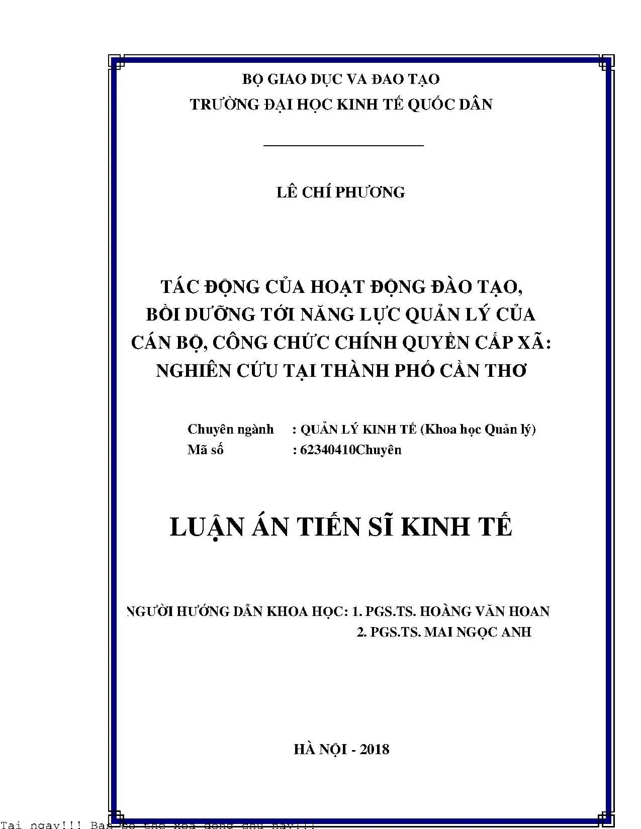 Luận án ts tác động của hoạt động đào tạo bồi dưỡng tới năng