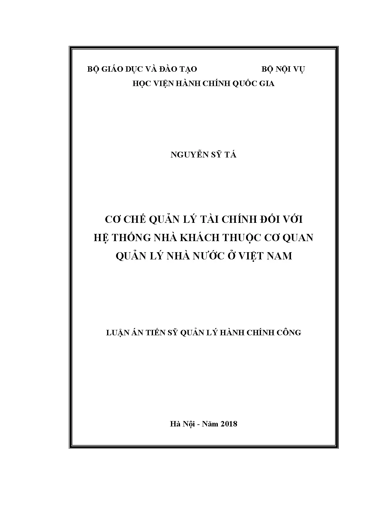 Cơ chế quản lý tài chính nhà khách NN Việt Nam