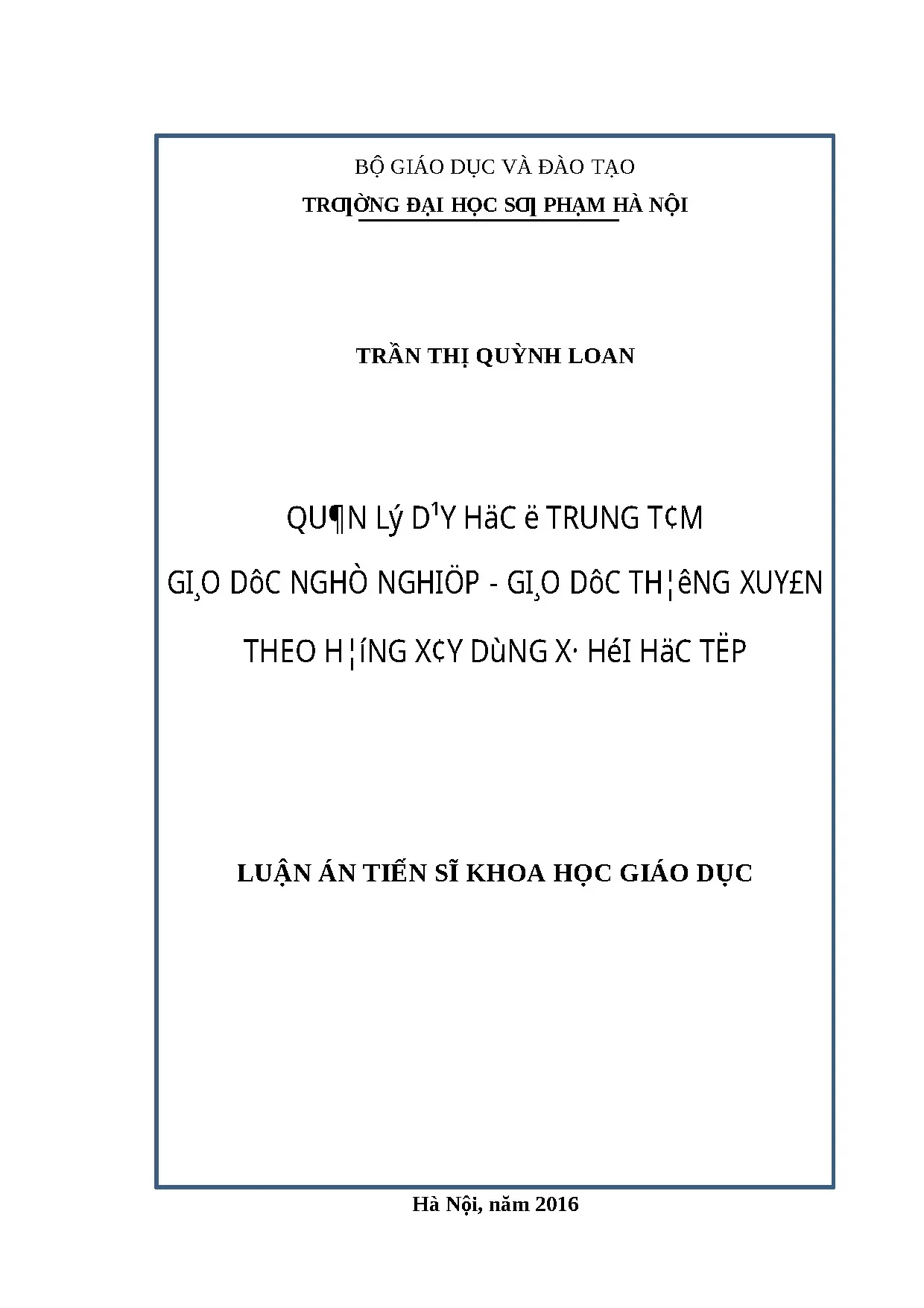 Luận án quản lý dạy học ở trung tâm giáo dục nghề nghiệp giá