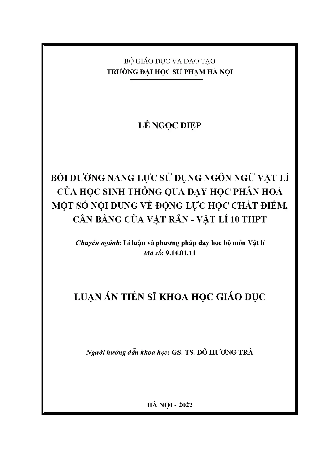 Phân hóa dạy học bồi dưỡng ngôn ngữ Vật lí lớp 10