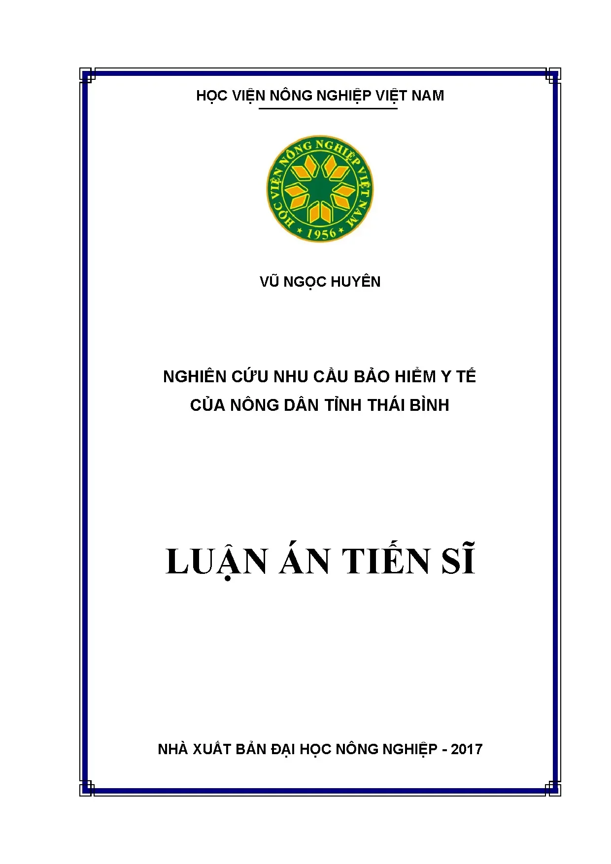 Luận án nhu cầu bảo hiểm y tế của nông dân Thái Bình