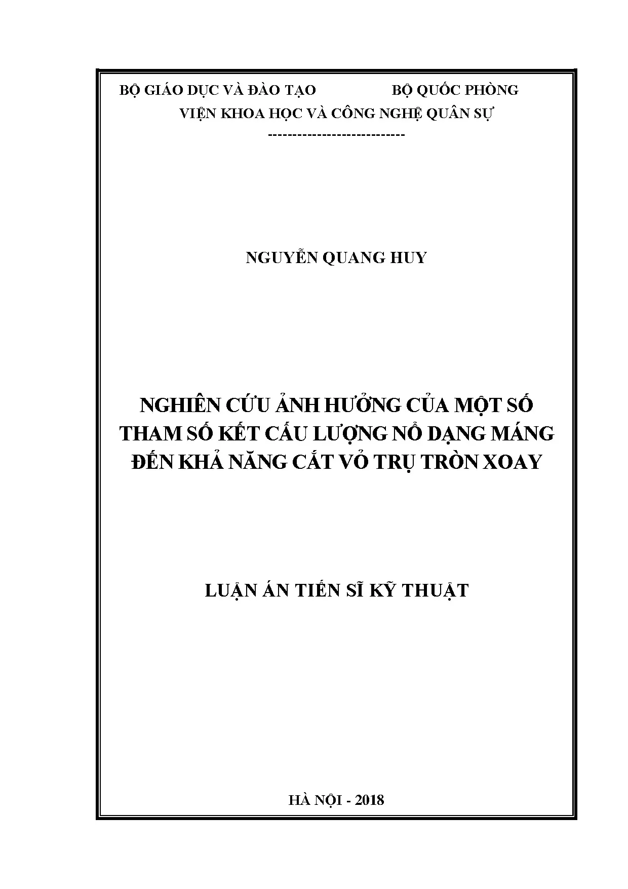 Ảnh hưởng tham số kết cấu lượng nổ máng đến cắt vỏ trụ