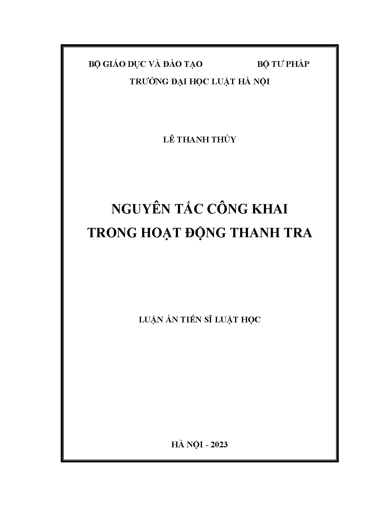 Nguyên tắc công khai hoạt động thanh tra: Lý luận và thực tiễn Việt Nam