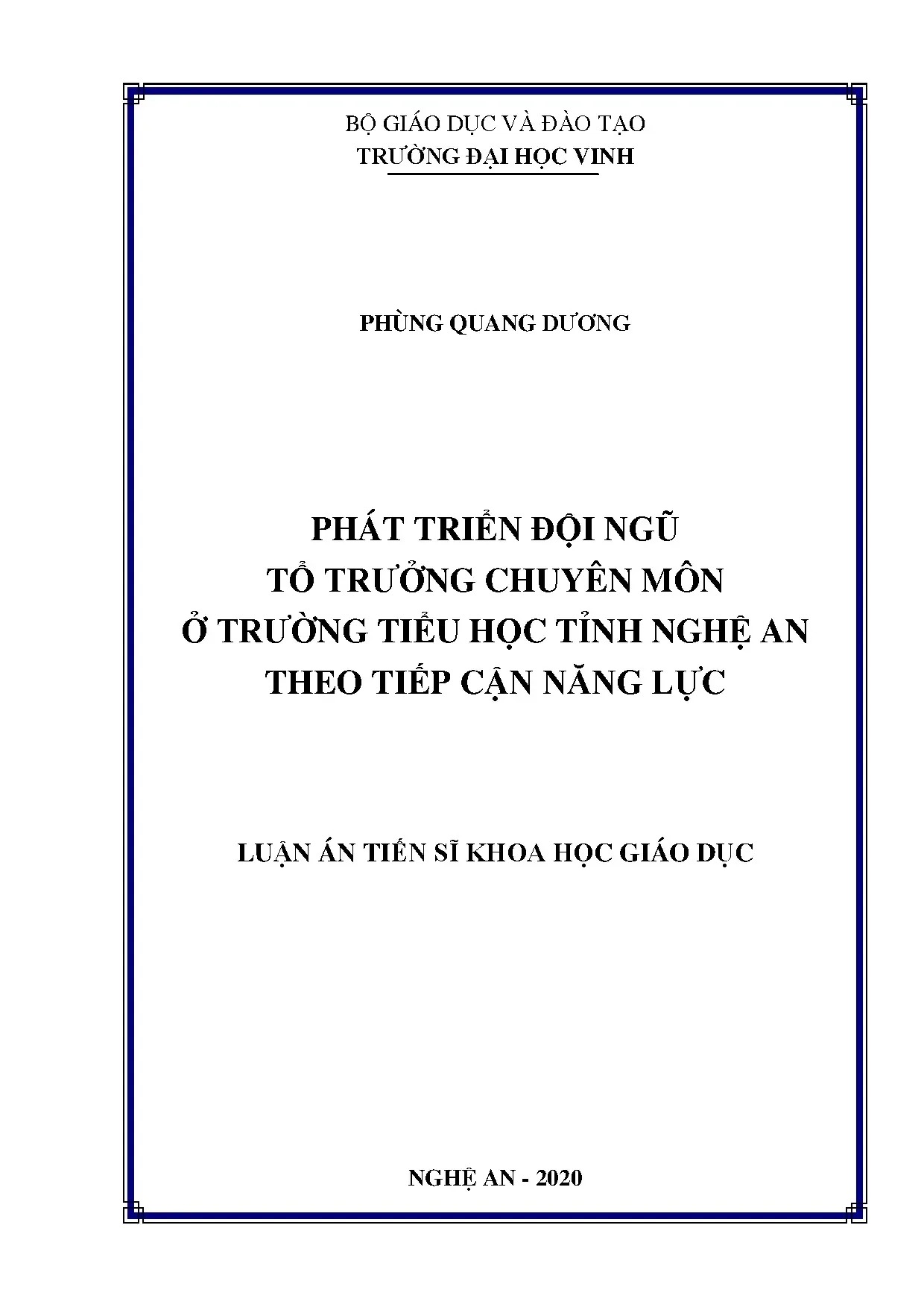 Phát triển tổ trưởng chuyên môn tiểu học Nghệ An theo năng lực