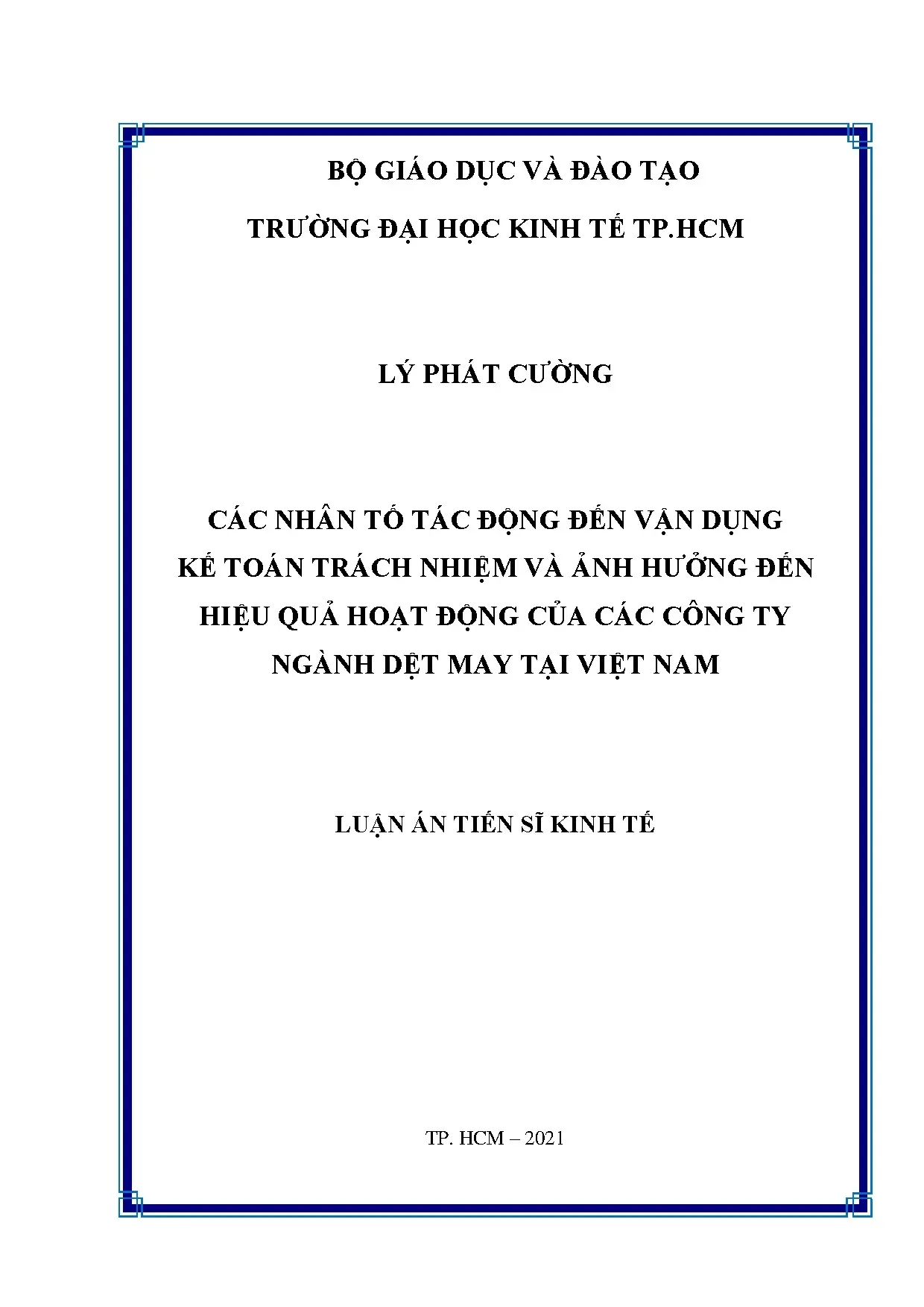 Kế toán trách nhiệm ngành dệt may Việt Nam: Yếu tố và hiệu quả