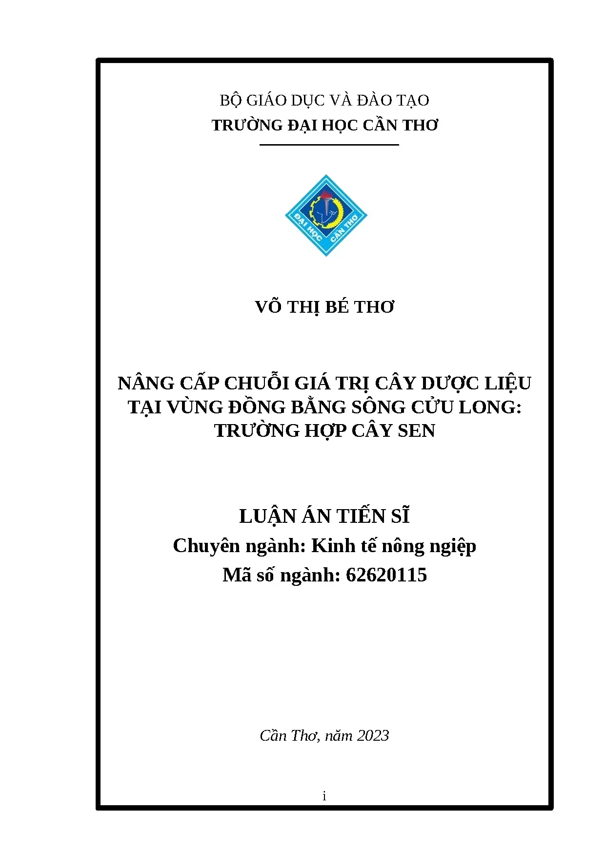 Luận án tiến sĩ nâng cấp chuỗi giá trị cây dược liệu tại vùn