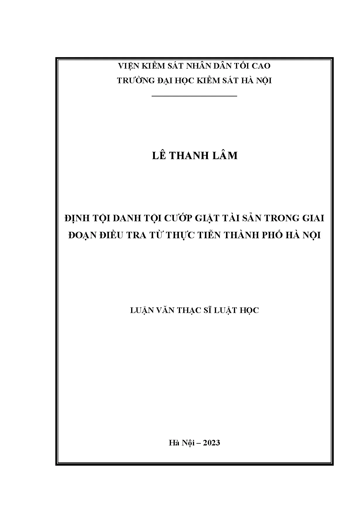 Luận án thạc sĩ luật học định tội danh tội cướp giật tài sản