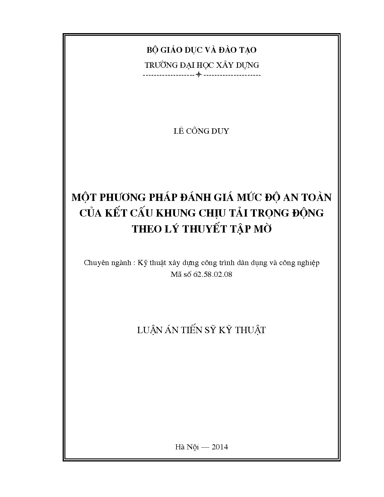 Đánh giá an toàn kết cấu khung động bằng lý thuyết tập mờ
