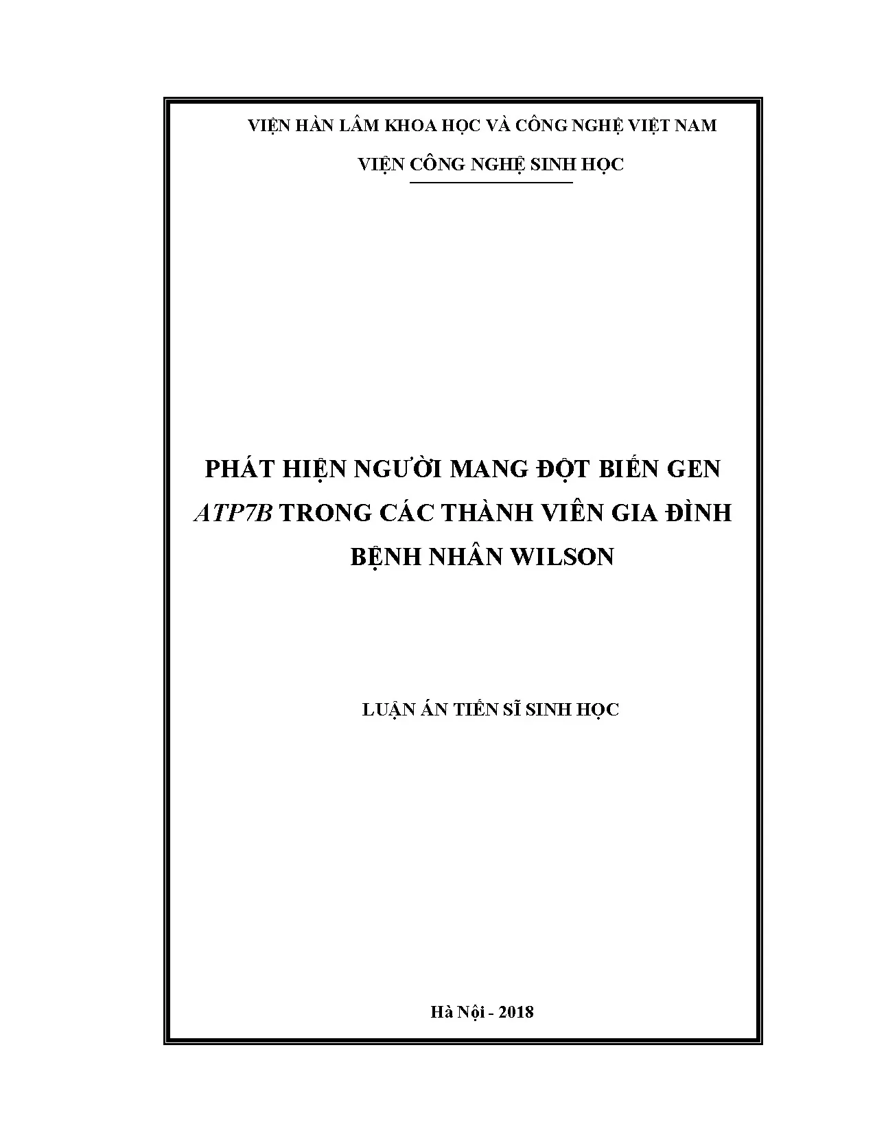 Đột biến gen ATP7B ở người nhà bệnh nhân Wilson