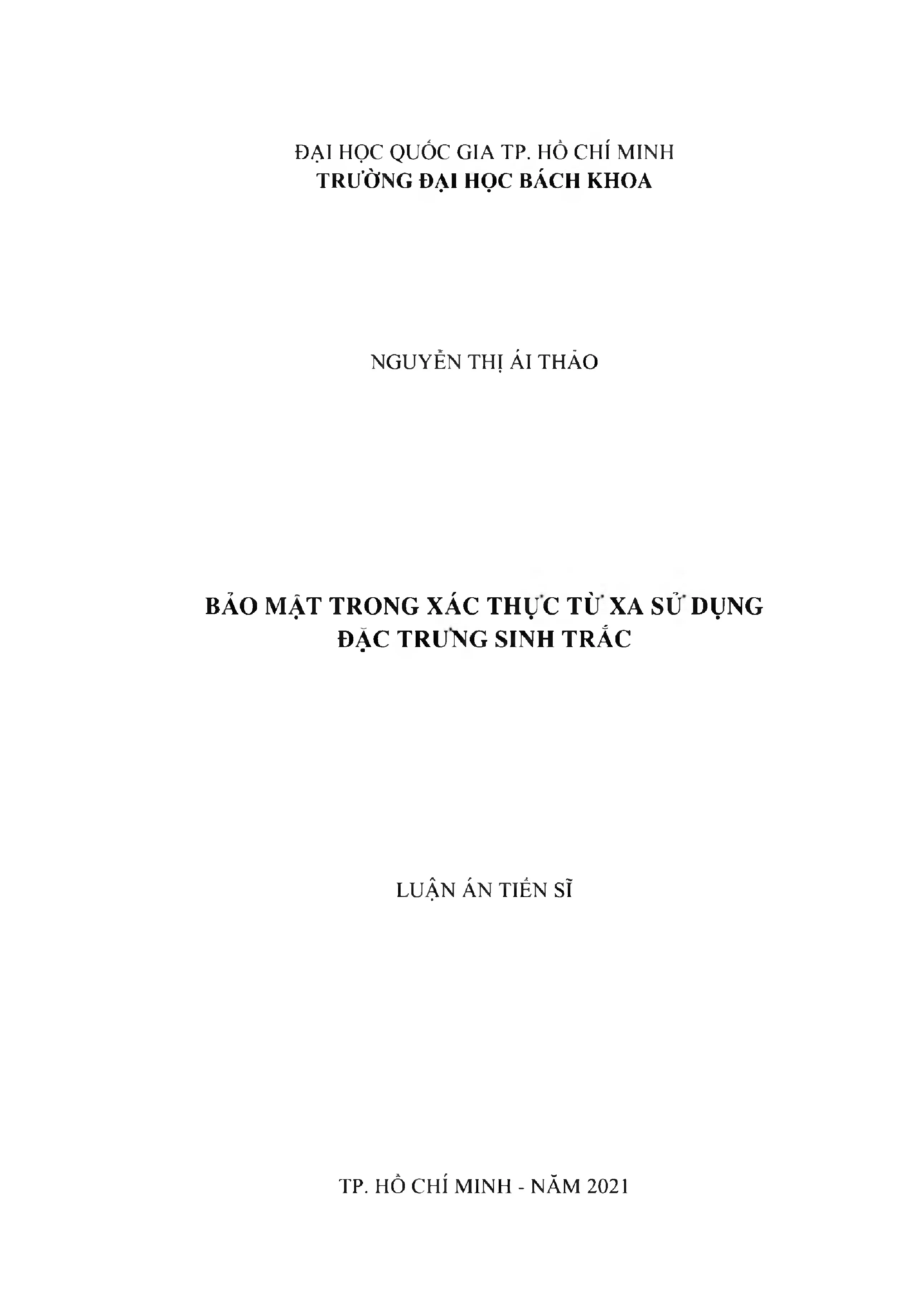 Bảo mật trong xác thực từ xa sử dụng đặc trưng sinh trắc
