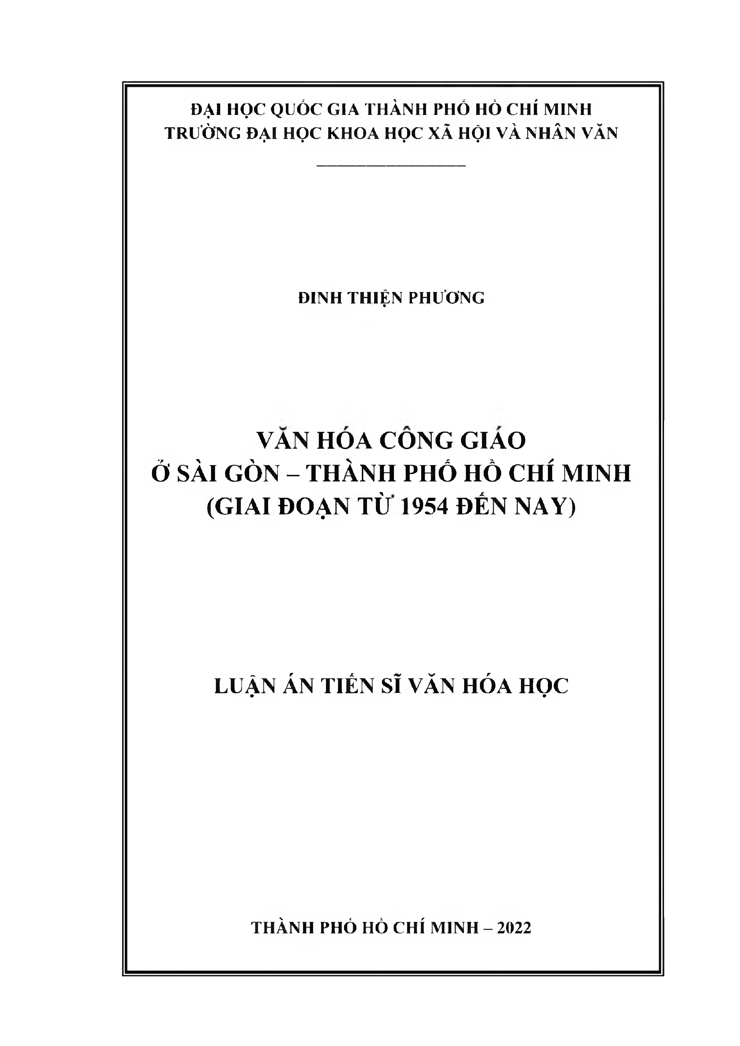 Văn hoá công giáo ở sài gòn thành phố hồ chí minh giai đoạn