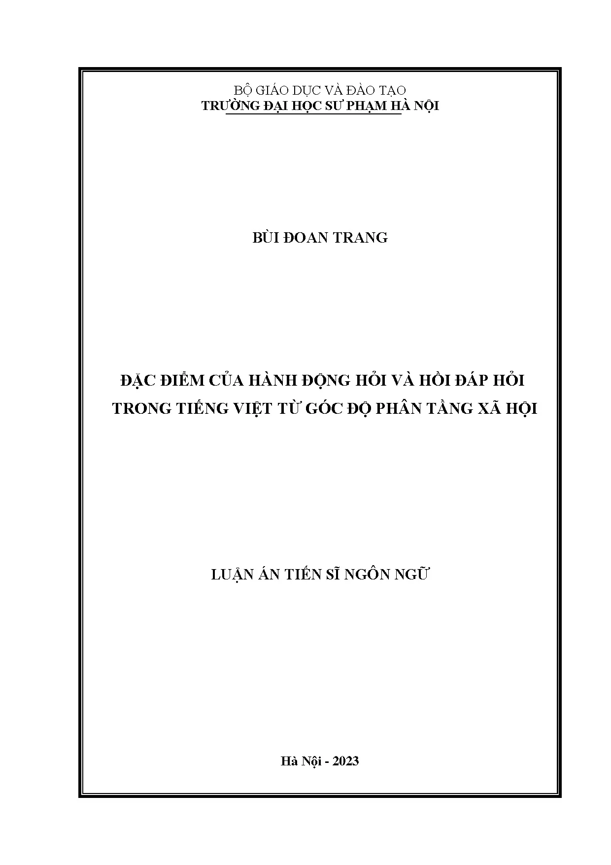 Đặc điểm hành động hỏi và hồi đáp hỏi tiếng Việt - Phân tầng xã hội
