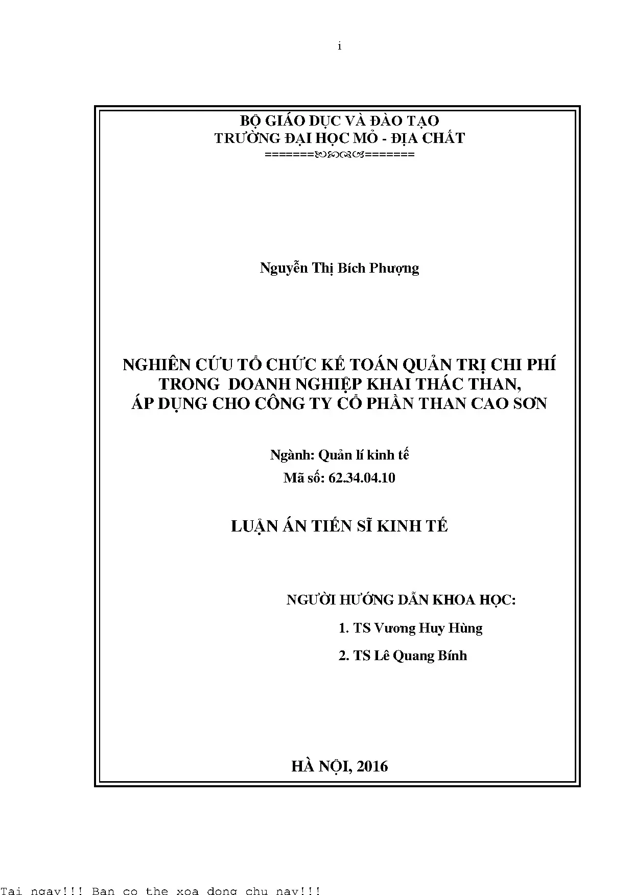 Kế toán quản trị chi phí doanh nghiệp khai thác than
