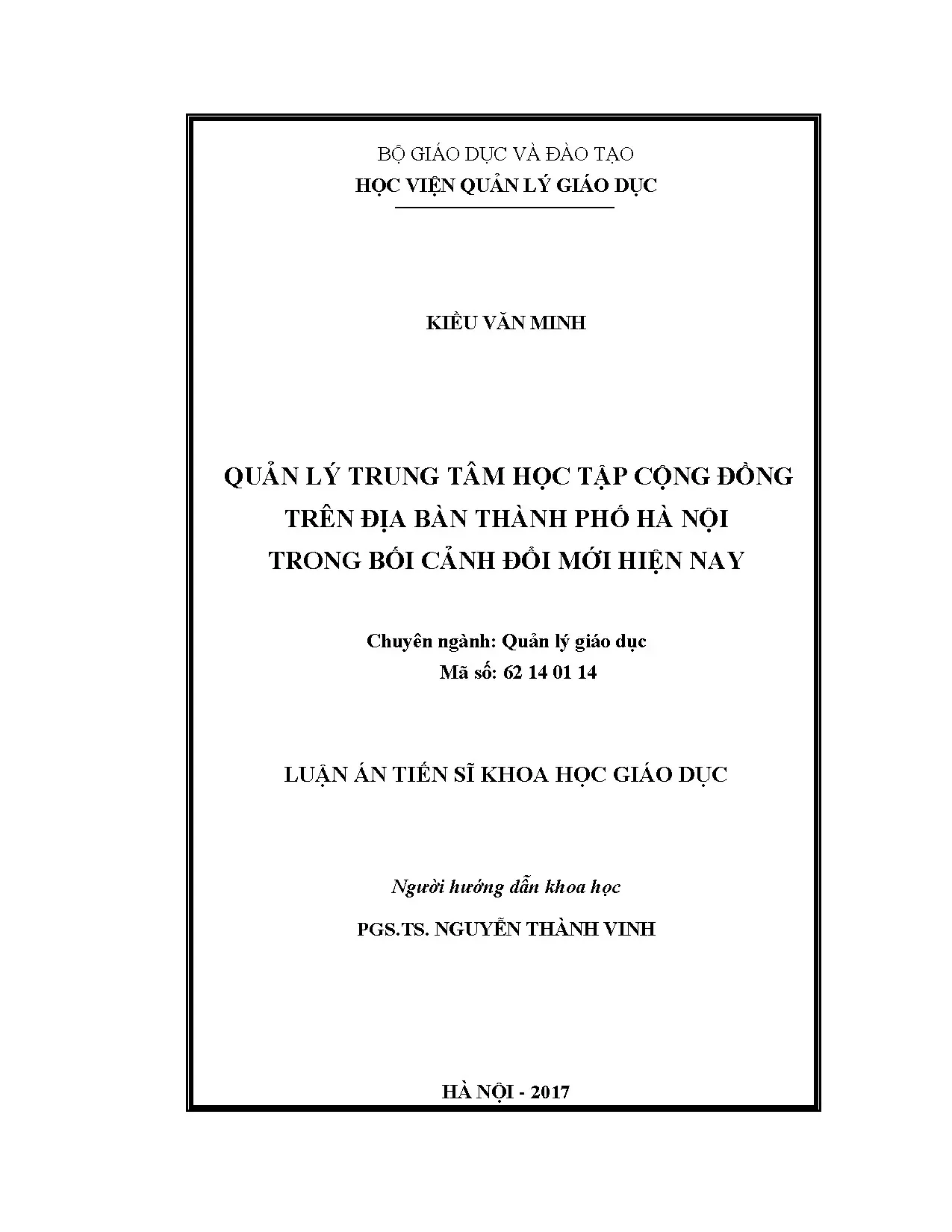 Quản lý Trung tâm Học tập Cộng đồng Hà Nội đổi mới