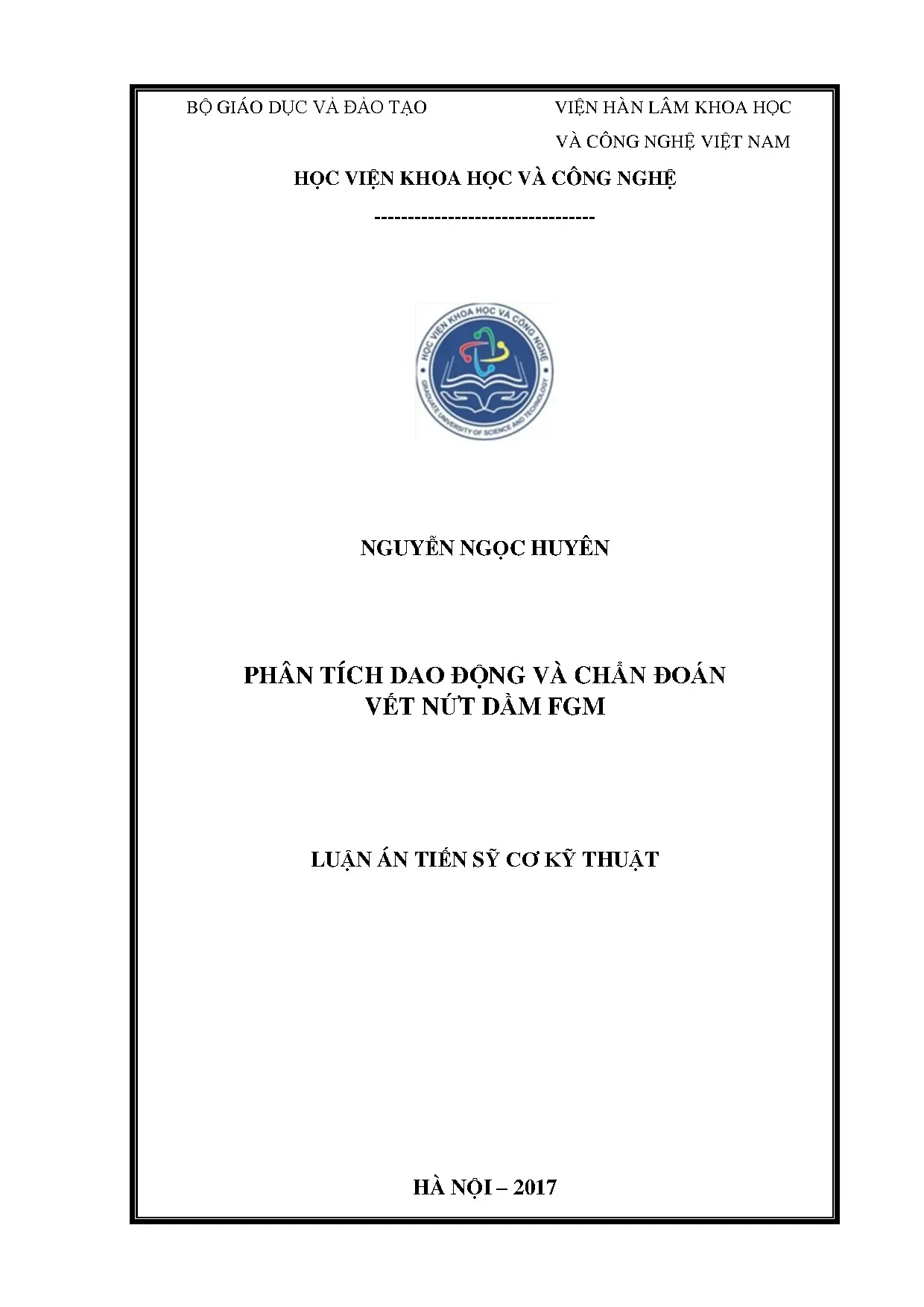 Phân tích phổ dao động dầm FGM có vết nứt - Luận án tiến sĩ