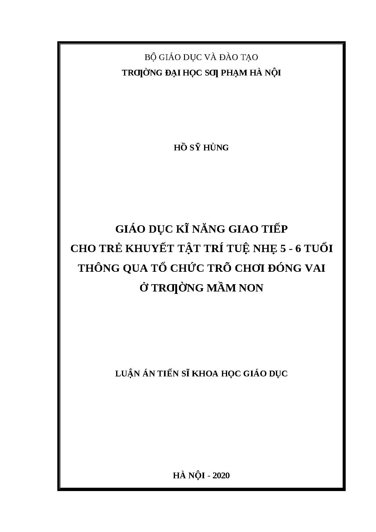 Giáo dục kỹ năng giao tiếp cho trẻ khuyết tật trí tuệ nhẹ qua trò chơi