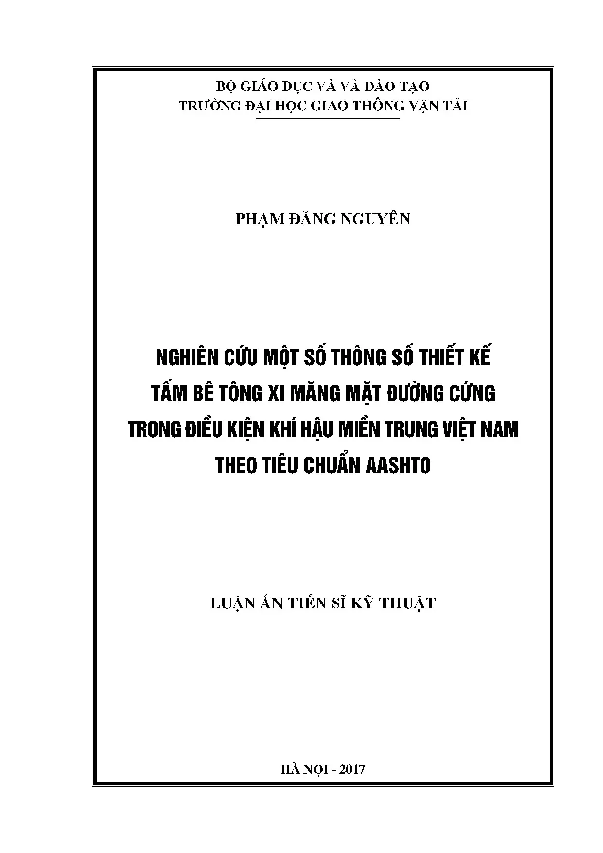 Thiết kế tấm bê tông xi măng mặt đường cứng miền Trung theo AASHTO