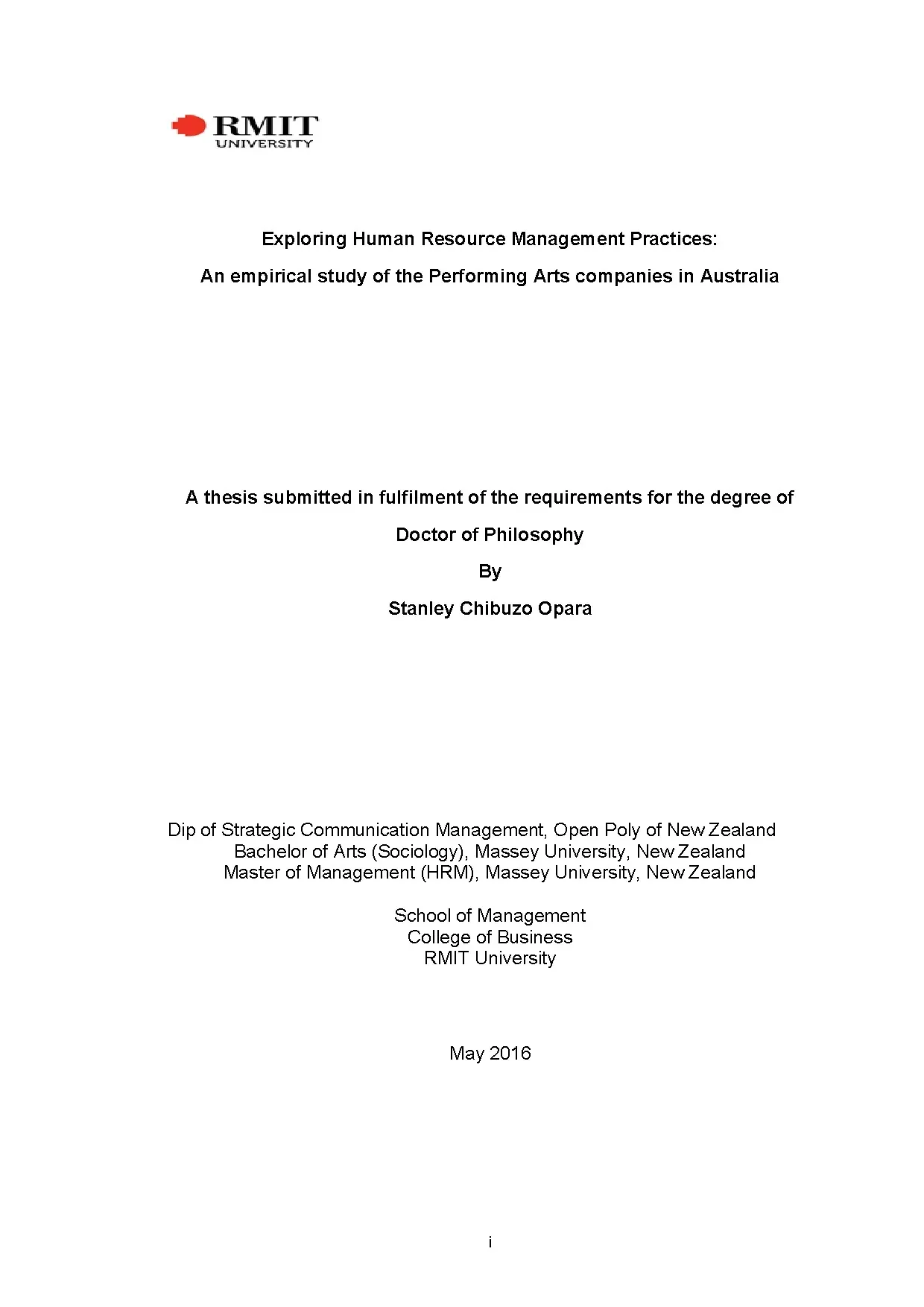 Doctoral thesis of philosophy exploring human resource manag