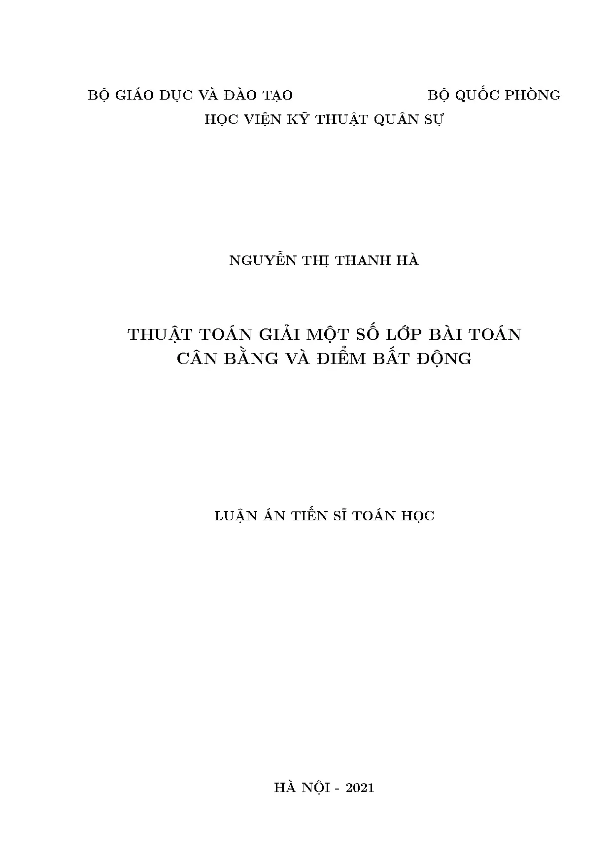 Thuật toán giải bài toán cân bằng và điểm bất động