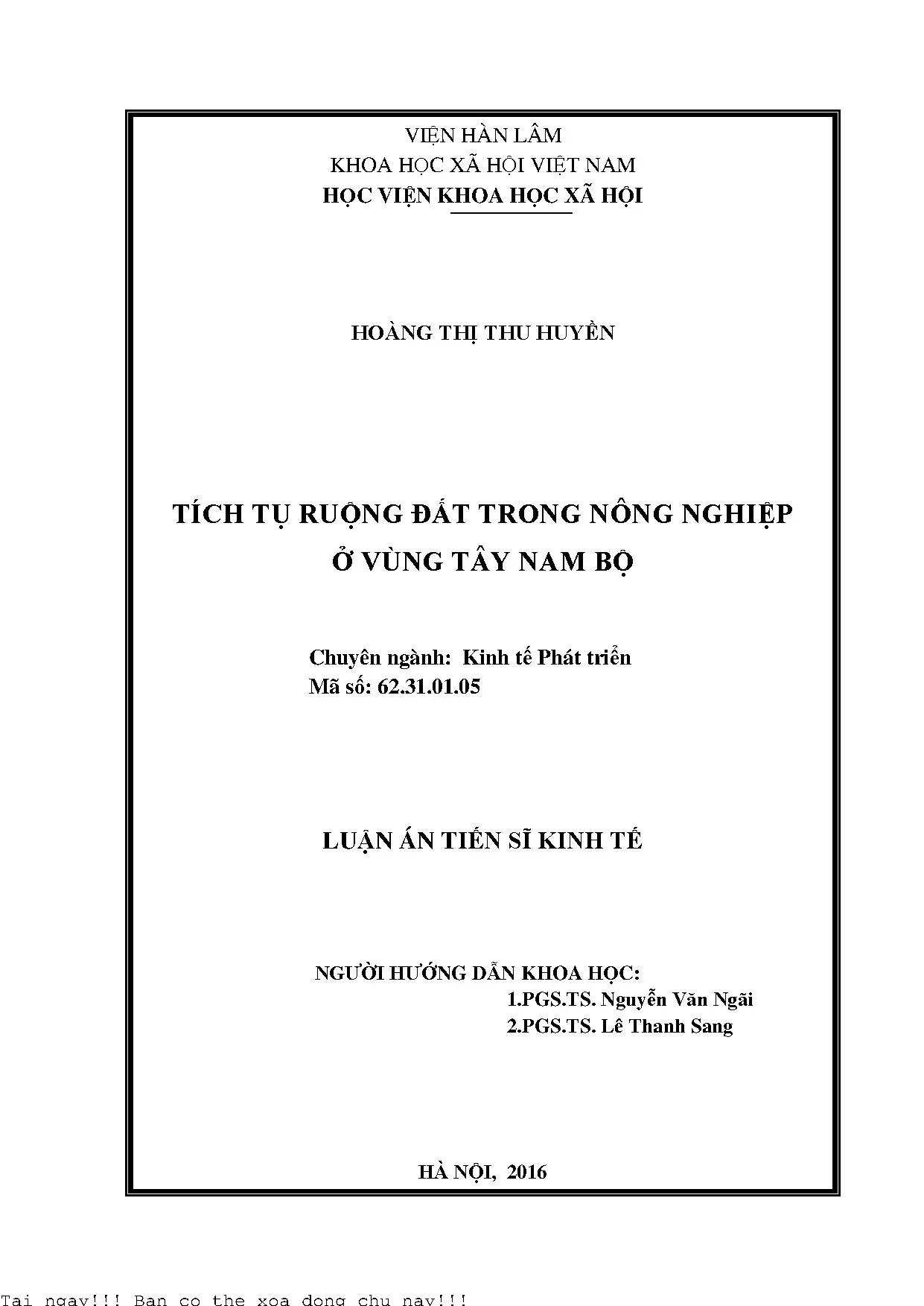 Tích tụ ruộng đất trong nông nghiệp ở vùng tây nam bộ