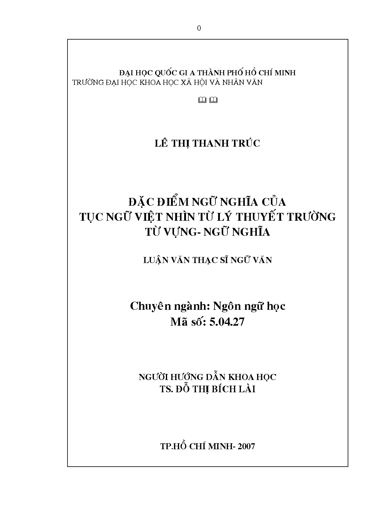 Đặc điểm ngữ nghĩa của tục ngữ việt nhìn từ lý thuyết trường