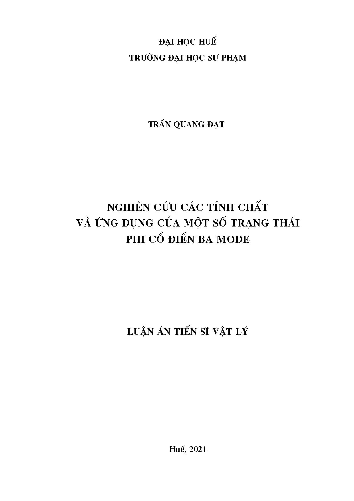 Luận án tiến sĩ nghiên cứu các tính chất và ứng dụng của một