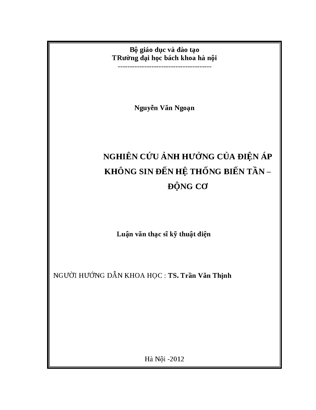 Ảnh hưởng điện áp không sin đến hệ biến tần - động cơ