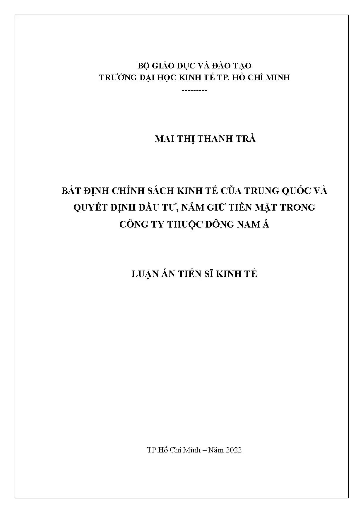 Bất định chính sách kinh tế Trung Quốc & Đầu tư tại Đông Nam Á
